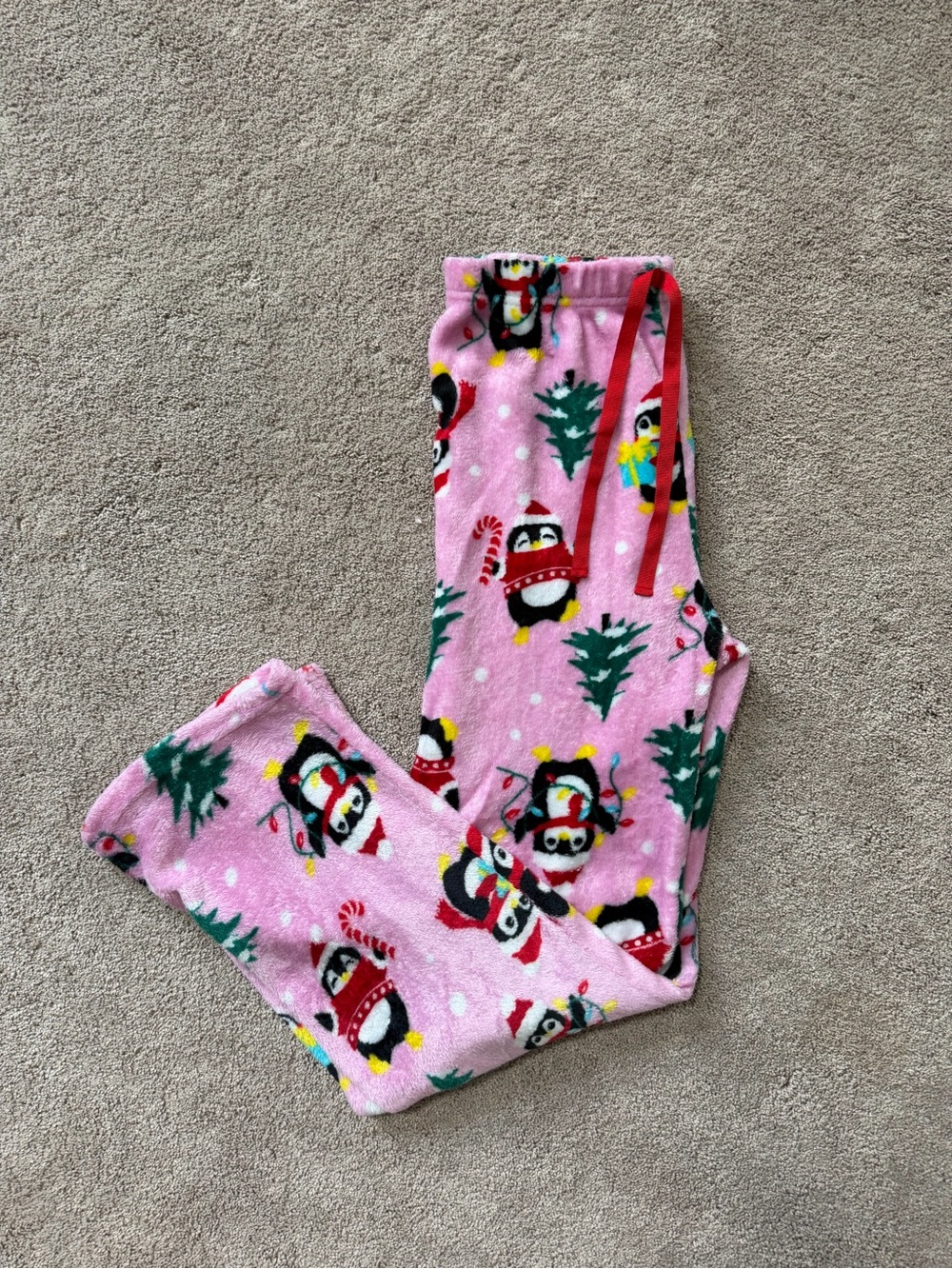Pink Penguin Print Women’s Fleece Pajama Pants